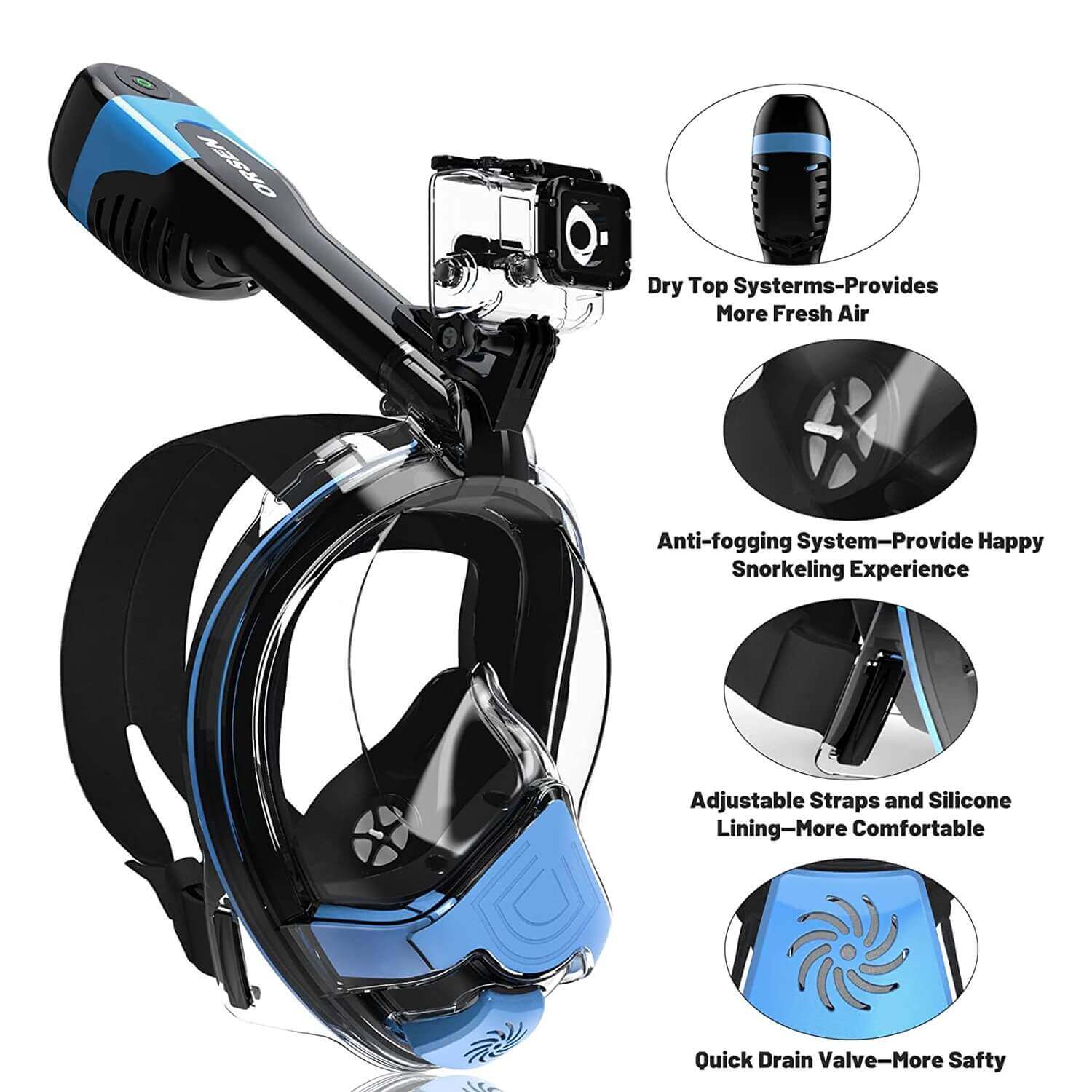 Orsen Electric Full Face Snorkeling Mask - World's First CO₂ Standard