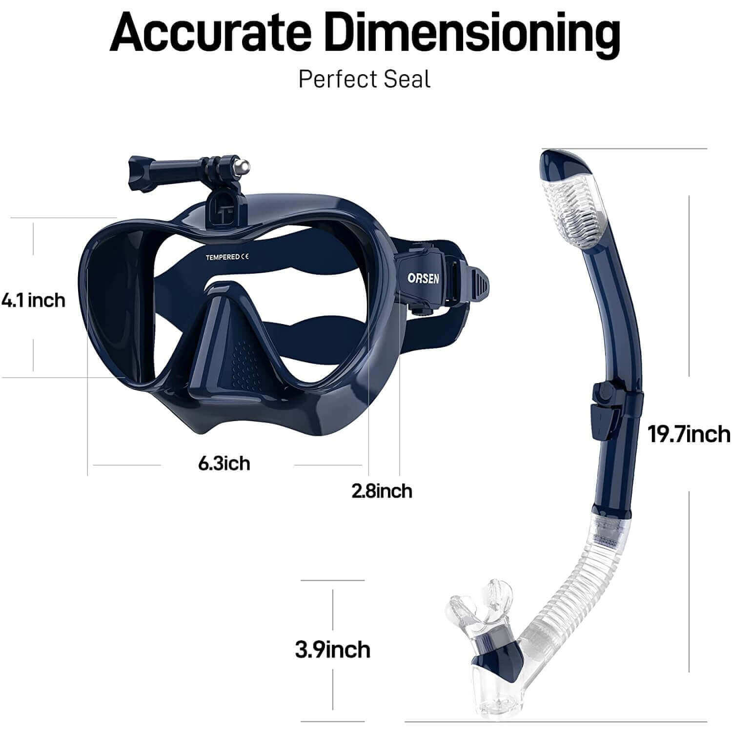 Orsen Snorkel Set - Panoramic Wide View Dry Snorkel Mask